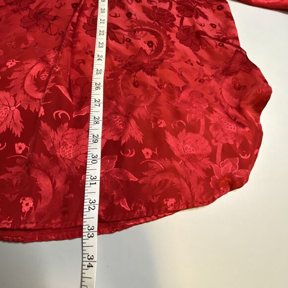 VTG Victoria's Secret Monogramed Red Floral Satin Gown PJ's Women's M Gold Label - Picture 12 of 12
